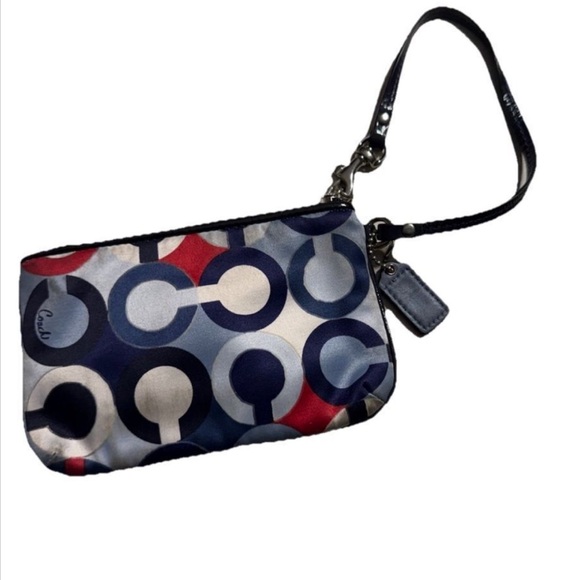 Coach Red White Blue Logo Wristlet - Picture 7 of 7